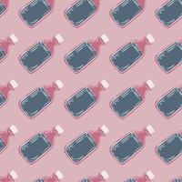 enkla sömlösa doodle mönster med oljeflaska former. viktigt aromaterapitryck i rosa och blå färger. vektor