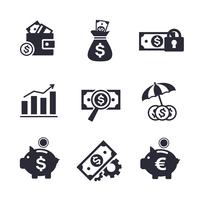 Finans och bank ikoner uppsättning vektor