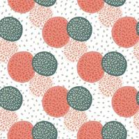 sömlös dot cirklar doodle mönster. vit prickig bakgrund med geometrisk ornament i rosa, röda och gråa färger. vektor