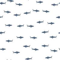 Nahtlose Muster Tigerhai isoliert auf weißem Hintergrund. blaue Textur von Meeresfischen für jeden Zweck. vektor