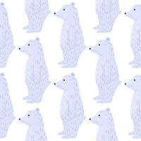 isoliertes tiernahtloses muster mit niedlichen cartoon-silhouetten des gekritzels des blauen eisbären. weißer Hintergrund. vektor