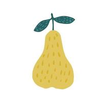 doodle gult päron isolerad på vit bakgrund. färsk ekologisk sommarfrukt i handritad stil. vektor