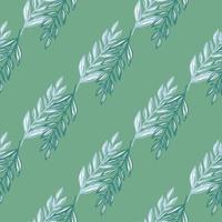 einfache botanische Zweige verzieren nahtloses Muster. Grün- und Blautonpalette auf stilisierten Kunstwerken. vektor