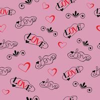 trendiges nahtloses liebesmuster mit der aufschrift liebe mit herzen, für die liebe von mama, valentinstag. geeignet zum Bedrucken von Verpackungen, Prospekten, Stoffen, Terminkalendern. romantisches Liebesmotiv. Vektor