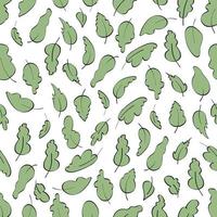 grönt blad silhuetter seamless mönster. handritade grenar med löv för repeterbar dekorativ prydnad. vektor illustration.