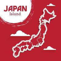 inläggsmall för sociala medier japansk ö vektorkarta, hög detalj illustration. Japan är ett av länderna i Asien. vektor