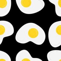 sött mönster med äggröra på svart bakgrund i tecknad platt stil. vektor illustration bakgrund.