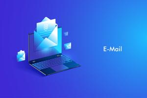 E-Mail-Service isometrische Gestaltung. E-Mail-Nachricht und Webmail oder mobiler Dienst vektor