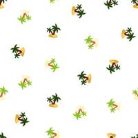 isoliertes nahtloses Muster mit grünen und marineblauen Palmen- und Inselsilhouetten. weißer Hintergrund. vektor