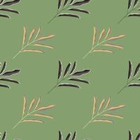 pastellblommiga sömlösa mönster med handritad abstrakt enkel blyprydnad. grön bakgrund. vektor