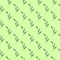 ört sömlösa mönster med enkla kontur lövverk lämnar former. ljusgrön bakgrund. doodle bakgrund. vektor