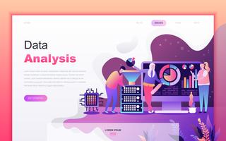 Modernes flaches Karikaturkonzept des Entwurfes der großen Datenanalyse für Website und bewegliche APP-Entwicklung. Zielseitenvorlage. Verzierter Leutecharakter für Webseite oder homepage. Vektor-illustration vektor