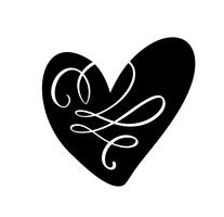 Vektor illustration skandinavisk hjärta i stil med minimalism. Romantisk kalligrafi vektor kärlekstecken. Handritad ikon för valentinsdag. Koncept symbol för hälsningskort, affisch bröllop