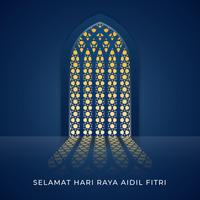 Selamat Hari Raya Aidilfitri-Moscheen-Fenster-Illustration vektor