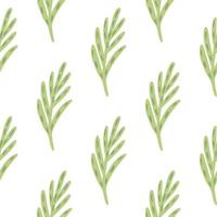 isolerade botaniska sömlösa mönster med gröna doodle blad grenar prydnad. vit bakgrund. vektor