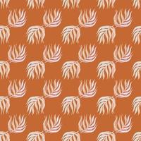 nahtloses Muster im Sommerstil mit kleinen Palmblattelementen. orangefarbener Hintergrund. dekorativer Druck. vektor