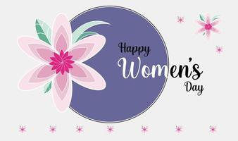 glad kvinnodag kort med blomma bakgrundsdesign vektor