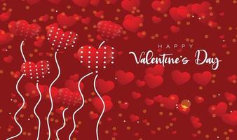 Valentinstag-Banner oder Kartendesign mit 3D-Herzen auf rotem Hintergrund pro Vektor