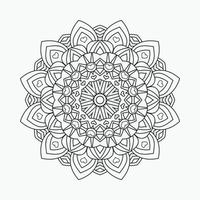 Malvorlage dekoratives Mandala-Muster. Blumen-Mandala-Linie Kunstvektor. Schwarz-Weiß-Mandala-Ornament-Strichzeichnungen. Dekoration Mandala Ornament zum Ausmalen von Seiten. vintage indisches dekorationselement. vektor