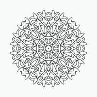 Malvorlage Mandala-Muster-Vektor. Blumen-Mandala-Strichzeichnungen. dekoratives mandala-ornament zum ausmalen von seiten. Schwarz-Weiß-Mandala-Ornament-Strichzeichnungen. Dekorationselement im indischen Stil. vektor