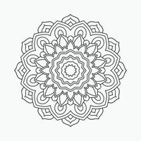Mandala Line Art Vektor für Kinder Malvorlagen. Vintage Mandala-Muster im indischen Stil. Dekorations-Mandala-Design im arabischen Stil. Malvorlagen für Kinder. Doodle-Mandala auf weißem Hintergrund.