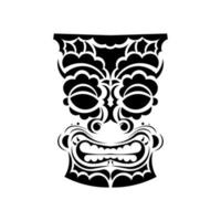 hawaiiansk stam ansiktsmask. ansikte i polynesisk eller maoristil. de gamla stammarnas öron. bra för tryck, tatueringar och t-shirts. isolerat. vektor illustration.