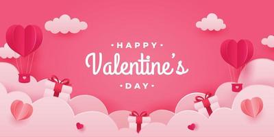 Happy Valentines Day Banner und Hintergrund mit romantischen Valentine-Dekorationen vektor
