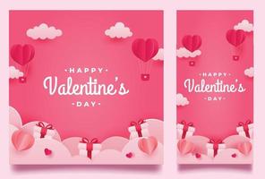 Happy Valentines Day Banner und Hintergrund mit romantischem Valentine-Dekorationspaket vektor