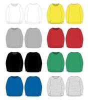 uppsättning av teknisk skiss för män sweatshirt. fram- och bakvy. vektor