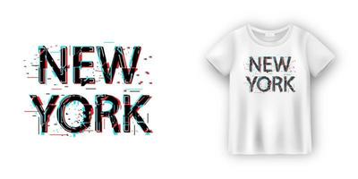 New Yorker Typografie mit Glitch-Effekt für T-Shirts. Kleidung abstraktes Poster. vektor