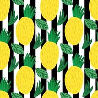 ananas sömlösa mönster på randig bakgrundsillustration vektor