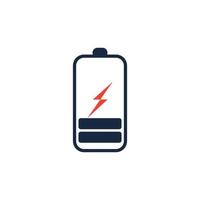 Power-Batterie-Logo-Symbol-Vektor-Illustration-Design-Vorlage. Batterielade-Vektor-Symbol. Batterieleistung und Blitz-Blitz-Logo vektor