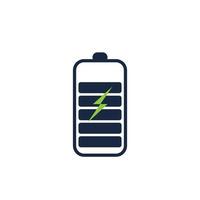Power-Batterie-Logo-Symbol-Vektor-Illustration-Design-Vorlage. Batterielade-Vektor-Symbol. Batterieleistung und Blitz-Blitz-Logo