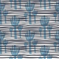 abstrakter Kaktus nahtloses Muster. blaue Kakteentapete. geometrischer botanischer exotischer hintergrund. vektor