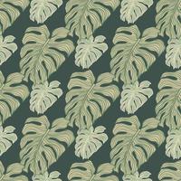 Tapete mit grünem Monstera-Blatt. geometrische tropische Blätter Silhouette nahtlose Muster. handgezeichnetes tropisches Laub. vektor