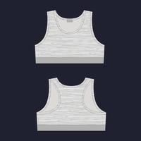 Technische Skizze des Sport-BHs für Damen aus Melange-Stoff. Yoga-Unterwäsche-Design-Vorlage vektor