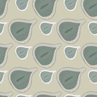 tecknade sömlösa mönster med enkla gröna fikonformer. beige pastell bakgrund. vektor