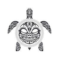 sköldpadda i tribal polynesisk tatuering stil. mask för sköldpaddsskal. maori och polynesiskt kulturmönster. isolerat. vektor