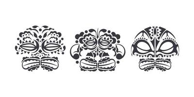 uppsättning masker med mönster av maori och polynesisk kultur. ansikte tribal polynesisk tatuering stil. handgjorda. vektor