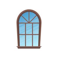 halvcirkelformigt fönster i trä. fönster i platt stil. isolerat. vektor