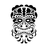 hawaiianische Stammes-Gesichtsmaske. Gesicht im polynesischen oder Maori-Stil. die Ohren der alten Stämme. gut für Drucke, Tattoos und T-Shirts. isoliert. Vektor