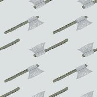 Nahtloses minimalistisches Muster mit stilisiertem Ornament des Wikingerbeils. grauer Hintergrund. alte Rüstungskulisse. vektor