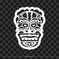 polynesische Maske aus Mustern. die Kontur des Gesichts oder der Maske eines Kriegers. vorlage für druck, t-shirt oder tattoo. Vektor-Illustration. vektor