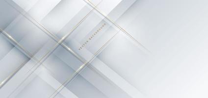 luxuriöses abstraktes 3D-Vorlagendesign mit goldenen diagonalen Linien auf weißem Hintergrund. vektor