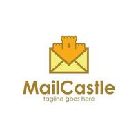 Mail-Burg-Logo-Design-Vorlage mit Burg-Symbol einfach und einzigartig. perfekt für business, firma, retro, mobil, etc. vektor