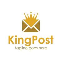 King Post Logo Design-Vorlage mit Kronensymbol, einfach und einzigartig. perfekt für Geschäft, Unternehmen, Handy, App, Symbol usw. vektor