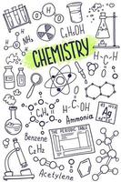 Symbolsatz für Chemiesymbole. Wissenschaftsthema Doodle-Design. Bildungs- und Studienkonzept. Zurück zur Schule skizzenhafter Hintergrund für Notizbuch, nicht Block, Skizzenbuch. vektor