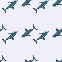Nahtloser Musterhai auf hellem Hintergrund. Texturblau von Meeresfischen für jeden Zweck. vektor