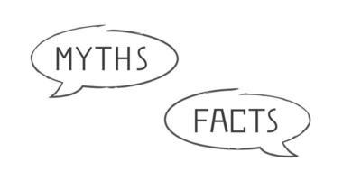 myter vs fakta linje infografisk ikon. sanning eller fiktion texturerad pratbubbla isolerad på vit bakgrund. vektor
