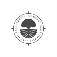 banyan träd logotyp vintage vektor illustration mall ikon design med retro stil typografi badge koncept